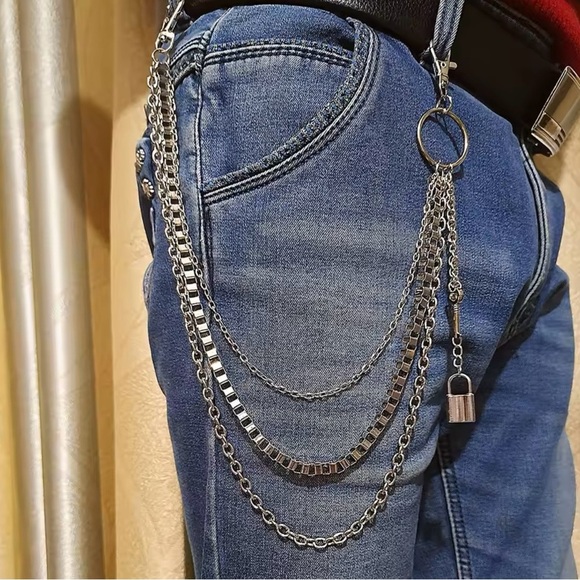 Vintage Car Jeans Pants Key Chain Ring Women Men Hip Hop Silver Color Lock Ke